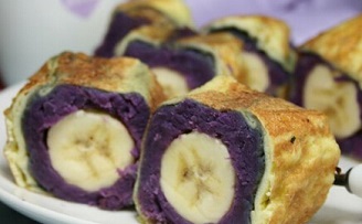紫薯香蕉卷_紫薯香蕉卷的做法_紫薯香蕉卷怎么做好吃