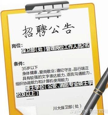 四川大学保卫处招聘 学历要求博士-3158四川分