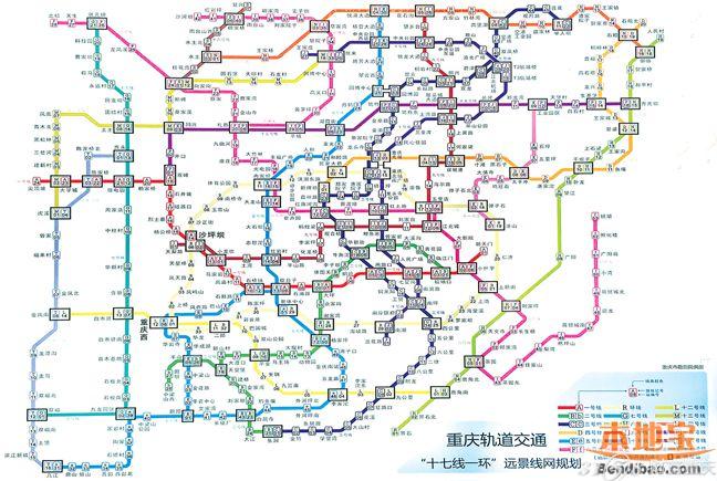 重庆18条轨道线什么时候能修完 据报道,近日,重庆18条轻轨线路规划图